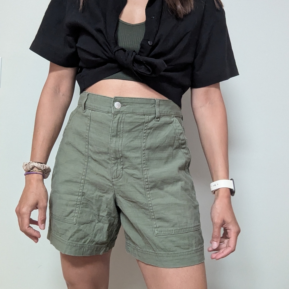 Green Cotton Shorts